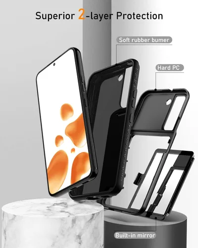 Vista 4 de WeLoveCase Funda tipo cartera para Samsung Galaxy S22 con tarjetero y espejo oculto, protección completa, a prueba de golpes, diseñada para Samsung