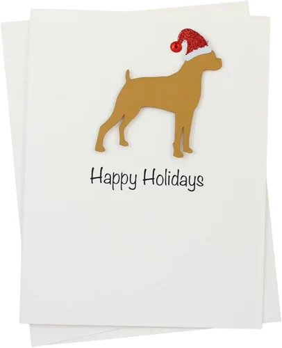Vista 26 de Black Doodle Bernedoodle - Tarjetas de Navidad (10 unidades), hechas a mano, base blanca, perro con sombrero de Papá Noel Negro