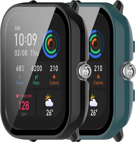Vista 12 de Funda rígida de policarbonato compatible con Amazfit GTS 4 Mini con protector de pantalla de vidrio templado, resistente a los impactos y a prueba 6