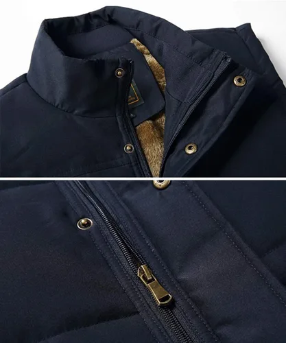Vista 5 de Vcansion Chaleco de forro polar con cuello alto para hombre, chaleco casual acolchado al aire libre