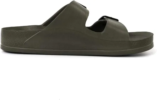 Vista 2 de FUNKYMONKEY - Sandalias planas cómodas para mujer, de etilvinilacetato, ajustables con hebilla doble