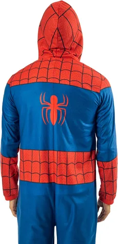Vista 4 de Bioworld Disfraz de Spider-Man con capucha para hombre, disfraz de cosplay