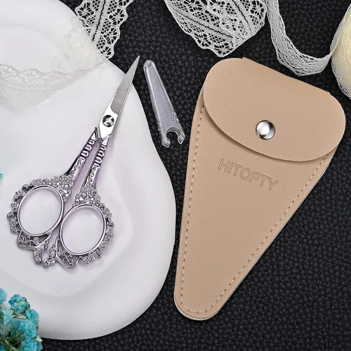 Vista 2 de Sewing Embroidery Scissors, 4.5’’ Sharp Crochet Shears with Cover All Purpose Tip Scissor, for Craft, Crochet, Cross Stitch, Needlework, Artwork