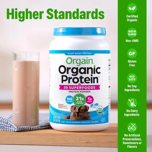 Vista 3 de Orgain proteína orgánica a base de plantas + polvo de superalimentos