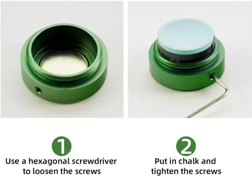 Vista 4 de TAOM - Soporte para tiza de billar, herramienta práctica redonda, accesorios de billar, mini estuche magnético para punta de tiza, contenedor