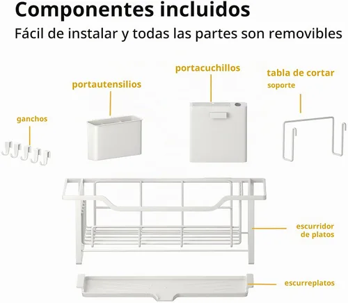 Vista 5 de AIDERLY Escurridor estrecho de platos para encimera de cocina, drenaje automático, escurridor de platos de hierro con cesta extraíble
