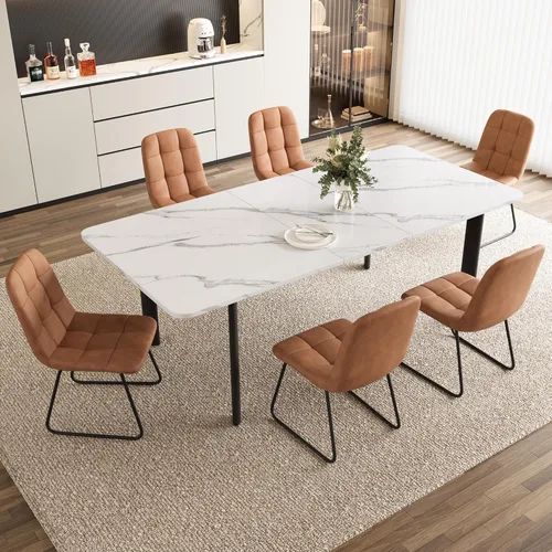 Vista 9 de HIPIHOM Mesa de comedor extensible para 6-8 personas, mesa gris oscuro