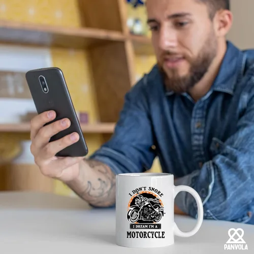 Vista 6 de Panvola Taza de café de cerámica con texto en inglés "I Don't Snore I Dream I'm A Motorcycle Gifts For Biker Rider Motor Bike Lover For Dad Uncle