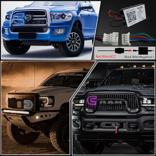 Vista 5 de Switchback - Emblemas LED iluminados con anillo C multicolor, control RGB compatible con Cummins Dodge Ram 2500 3500 Emblemas de Guardabarros