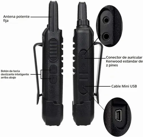 Vista 4 de Retevis RT22S Walkie Talkies recargables, pequeños walkie talkies para adultos, pantalla de señal de canal de alarma VOX, radios bidireccionales