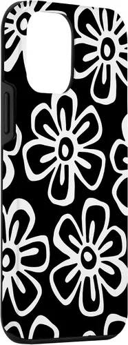 Vista 3 de Funda para iPhone 12 Mini con diseño de flores silvestres en blanco y negro