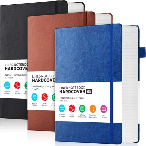 Vista 8 de FOCUS DAY Cuaderno de tapa dura 8.5 x 11, cuaderno de 320 páginas tamaño A4 grande para la universidad con líneas para la escuela y el trabajo, gran