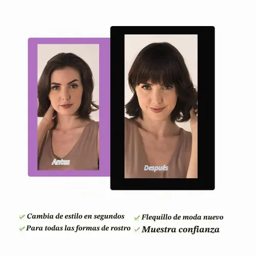 Vista 4 de Flequillo con clip de cabello humano real, flequillo rubio francés, extensiones de cabello para mujer, flequillo plano y ordenado, extensión
