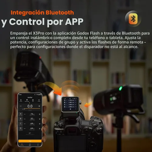 Vista 6 de GODOX X3 PRO X3PRO-S TTL - Disparador de flash de cámara inalámbrica, transmisor de flash de pantalla táctil inalámbrico de 2.4G, batería de litio
