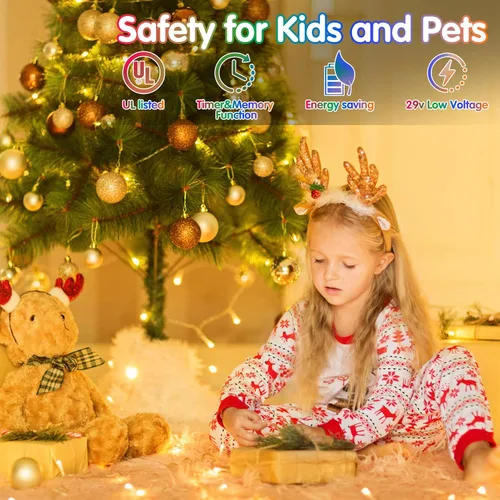 Vista 6 de Guirnalda de luces de Navidad de 403 pies para exteriores, 1000 luces LED con cambio de color, 11 modos y función de temporizador de memoria
