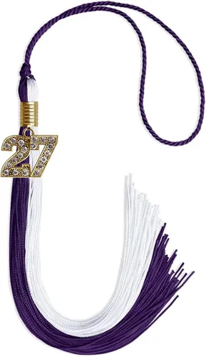 Vista 123 de Endea Graduation Borla de doble color con dije dorado (negro/oro brillante, 2022)