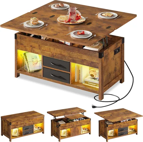 Vista 13 de WLIVE - Mesa auxiliar elevable de 40 pulgadas con almacenamiento, mesa Negro