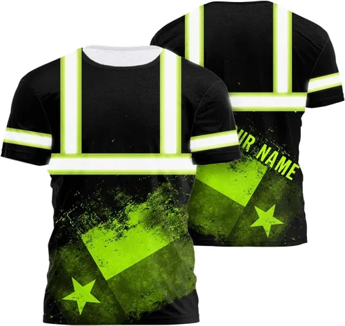 Vista 14 de Camisa de alta visibilidad para hombre, camisas de seguridad reflectantes con nombre personalizado para patriota, patriótico, veterano, militar