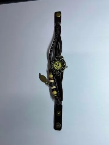 Vista 9 de Avaner Reloj de pulsera de cuero vintage hecho a mano con diseño de hoja de árbol para mujer