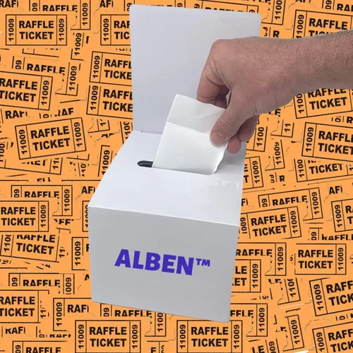 Vista 8 de ALBEN Urna blanca brillante de 6 x 6 x 6 pulgadas (paquete de 12) – Caja de boletos versátil para rifas, cajas de sugerencias y donaciones, cabecera