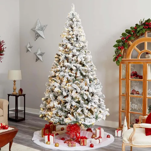 Vista 6 de Árbol de Navidad artificial preiluminado flocado de 4 pies, árbol de Navidad Fake Tree with 150 Lights/450 Branch Tips,Premium Spruce Xmas Tree