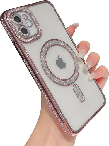 Vista 8 de Caseative - Carcasa para iPhone 11, color negro Brillo brillante magnético transparente compatible con carga inalámbrica MagSafe