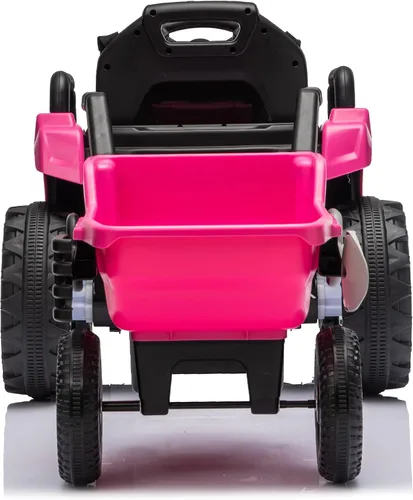 Vista 4 de Tractor de paseo 4 en 1 de 24 V con cargador frontal desmontable Rosa Blaze
