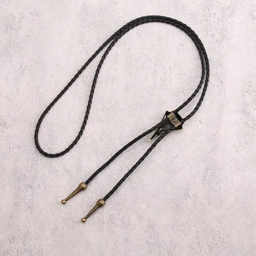 Vista 346 de Jeilwiy Corbata de bolo para hombre, corbata de vaquero occidental, collar de corbata de bolo dorado, corbata de cuero, corbata de Halloween