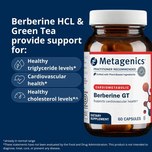 Vista 10 de Metagenics Berberina GT, 500 mg Berberina HCl, 60