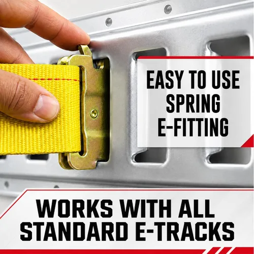 Vista 3 de Boxer Tool - Paquete de 10 correas de cuerda E-Track de 2 x 6 pulgadas, accesorios de amarre de carga con accesorios de resorte E-Track