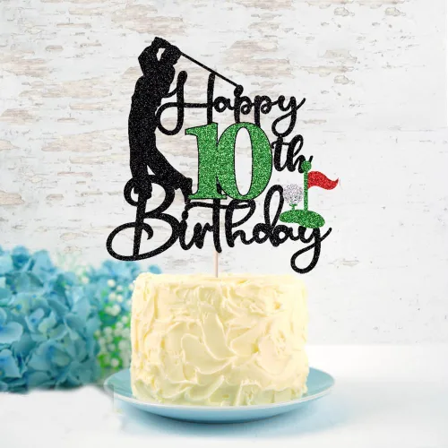 Vista 5 de Golf Happy 10th Birthday Cake Topper, Golfer/Sports Themed Birthday or Retirement Cake Decorations,Golf Ten 10 Years Old Ball Player Sport Themed