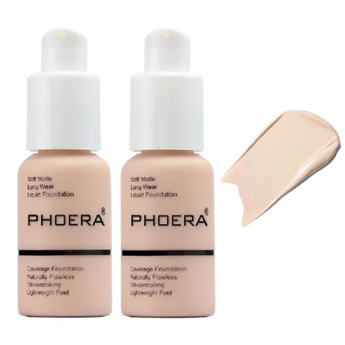 Vista 13 de PHOERA - Base de maquillaje mate, corrector de control de aceite, maquillaje impermeable de larga duración, base de cobertura completa