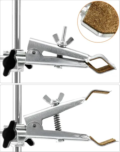 Vista 3 de QWORK Juego de Soportes de Laboratorio, Paquete de 4 Soportes de Laboratorio de Acero con Base de Hierro Fundido, Varilla de 16" L con Abrazadera
