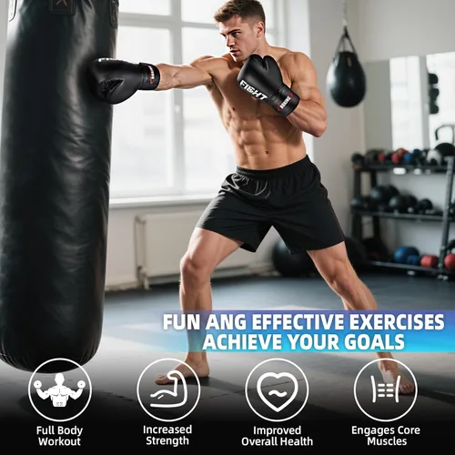 Vista 5 de Guantes de boxeo para hombres y mujeres, guantes de entrenamiento profesional de sparring Muay Thai, guantes de saco de boxeo pesado para adultos