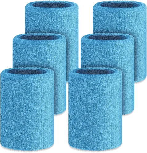 Vista 11 de Wettarn 6 Piezas Muñequeras de 4 Pulgadas de Tenis y Gimnasia para Agarre y Deporte Bandas de Muñeca de Algodón Elásticas Gruesas para Tenis y Fútbol