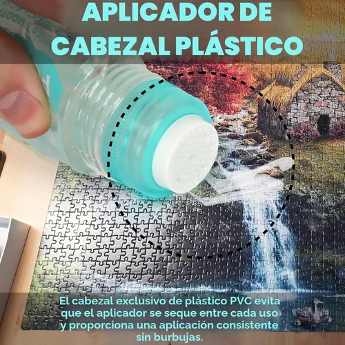Vista 3 de Darice Pegamento transparente para rompecabezas, cabezal aplicador fácil de poner, paquete de 2 adhesivos no tóxicos para rompecabezas