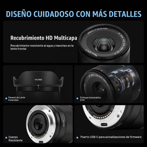 Vista 8 de VILTROX AF 0.354 in F2.8 Air E-Mount APS-C Lente Prime Ultra-Wide para Sony