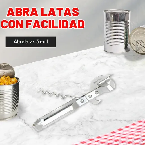 Vista 2 de Chef Craft Select - Abridor de latas 3 en 1, 6 pulgadas de longitud, acero inoxidable