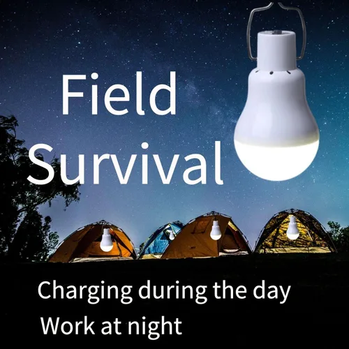 Vista 3 de Bombilla solar al aire libre, luces de gallinero, funciona con energía solar, con panel solar de 11.5 ft para camping, tienda de campaña, pesca