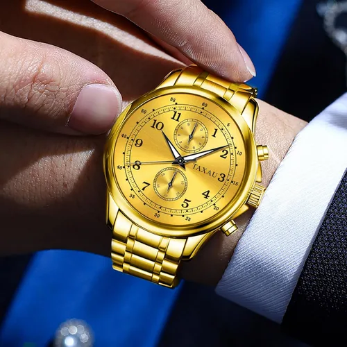 Vista 5 de Taxau Mens Watches Stainless Steel Waterproof Watches for Men Luxury Roman Numerals with Day Date Watch Men Classic Analog Quartz Large Face Mens