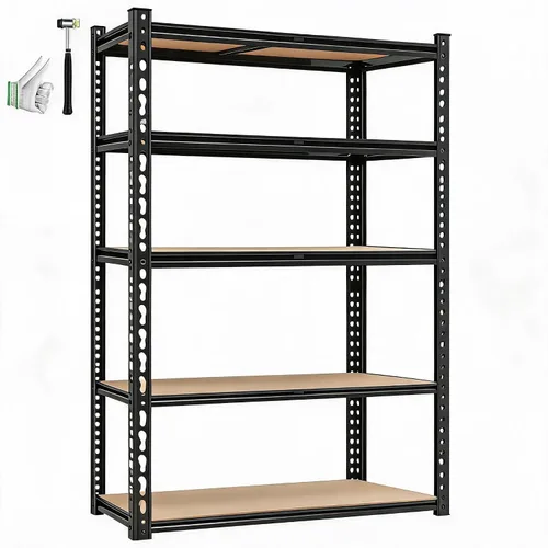 Vista 11 de Estantería de garaje resistente, estantes de almacenamiento ajustables de 5 niveles, 36 x 18 x 72 pulgadas, cargas de 3000 libras, estantería
