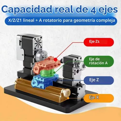 Vista 2 de Mini torno de metal de 60 W, 12,000 RPM, herramienta de 4 ejes para plástico acrílico de madera de metal suave, micro torno de precisión