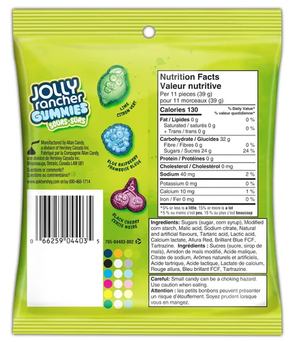 Vista 2 de Jolly Rancher Gummies Sours, sabores originales, 182g/6.4 oz. (importado de Canadá)