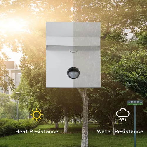 Vista 4 de Lustrlach Lámpara de pared con sensor de movimiento para exteriores, color blanco, moderna, para porche, impermeable, con cabezal de lámpara Blanco