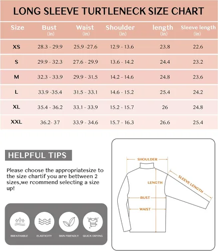 Vista 5 de Womens Long Sleeve Turtleneck T-Shirts Mock Neck Underwear Fall Winter Fashion Base Layer Casual Lightweight Soft Tops