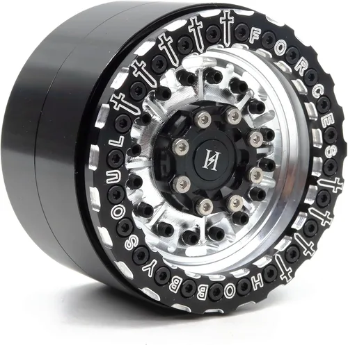 Vista 6 de HOBBYSOUL 2pcs RC Aluminio 2.2 Beadlock Ruedas Hex 0.472 in 2.2 Llantas Plata y Negro Color Peso Aproximadamente 5.64 oz/rueda Ajuste para RC Mud