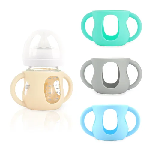 Vista 15 de 2 paquetes de fundas de silicona para biberones de vidrio Philips Avent, fundas para biberones de bebé resistentes a caídas sin BPA con asas A-rosa