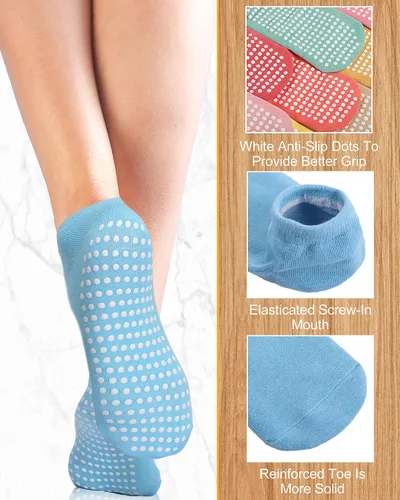 Vista 2 de Chuarry 60 pares de calcetines de agarre para yoga, pilates, antideslizantes, a granel, antideslizantes, para ballet, para mujeres, adultos