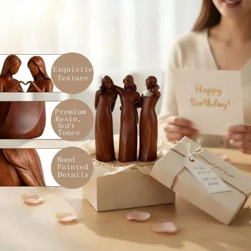 Vista 3 de Figura de resina pintada a mano para hermanas, estatua de la amistad para mujeres, símbolo atemporal de unidad, regalos del día de la amistad