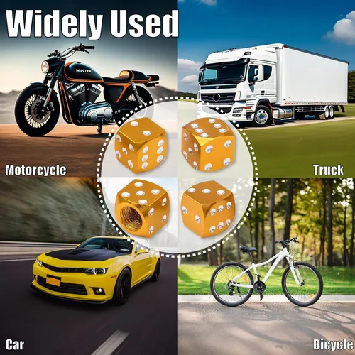 Vista 13 de 4 tapas de válvula de neumático de granada cromada, tapas de válvula de neumático de acero inoxidable para automóviles, camiones, SUV, motocicletas